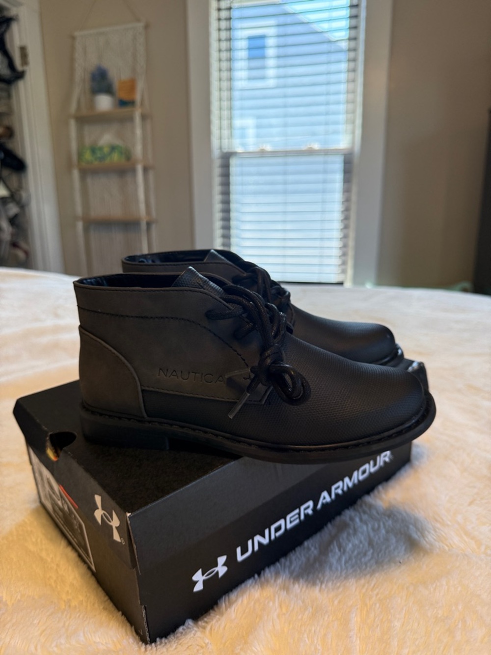 Nautica Kids Black Chukka Boots with Lace-Up Closure